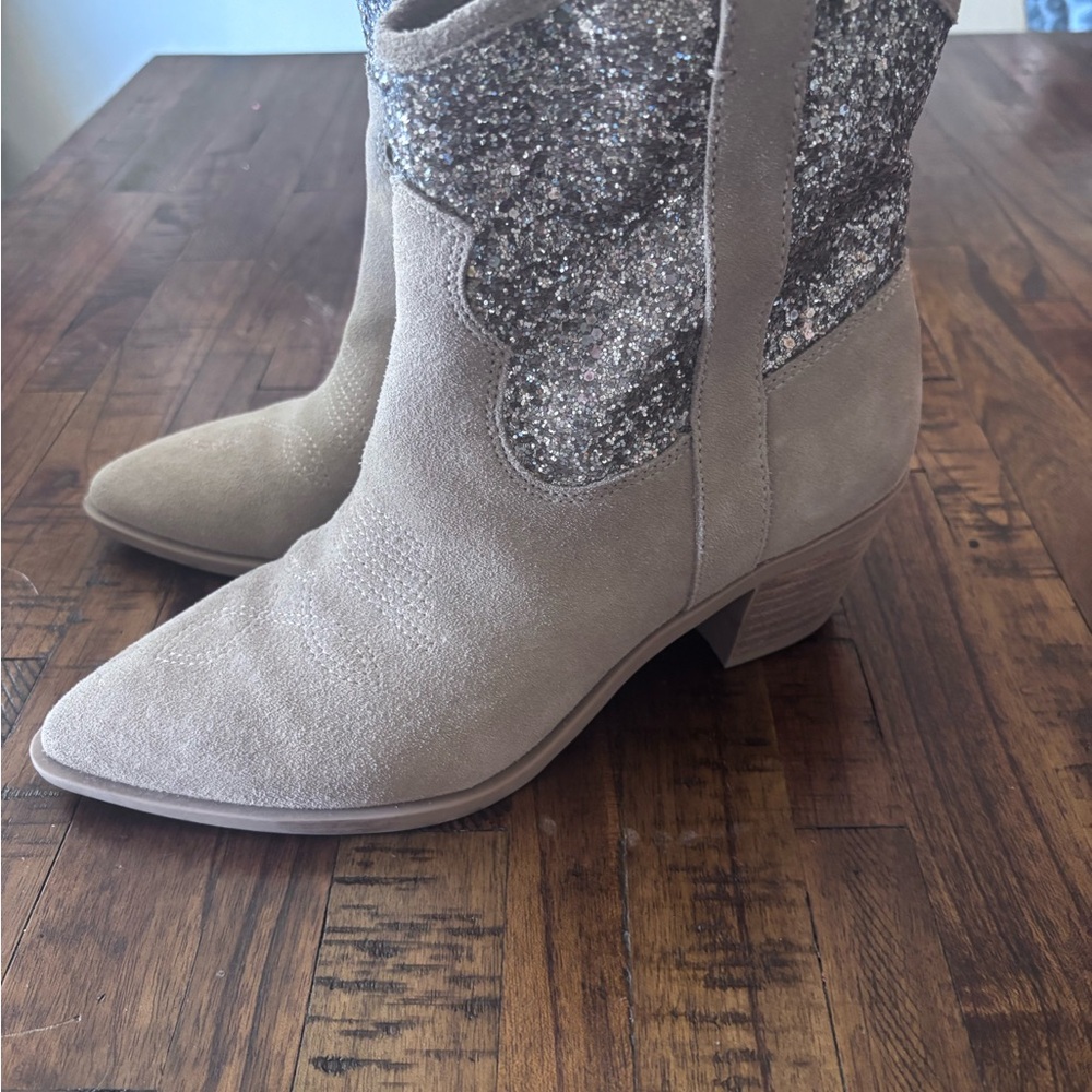 Women's Glitter Suede Ankle Boots